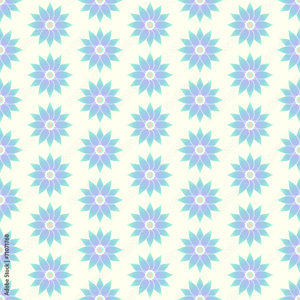 Blue Retro Flower Seamless Pattern on Pastel Background Blue Retro Flower Seamless Pattern on Pastel Background