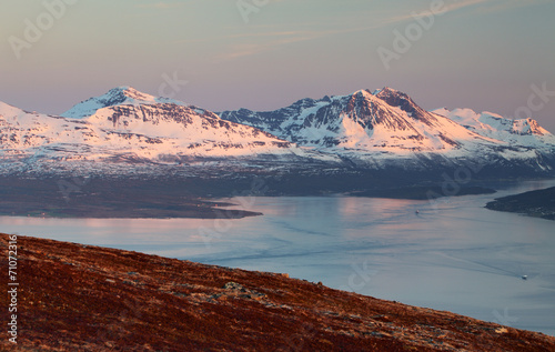 Mountain at winter in Norway, Tromso