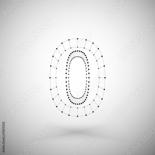 Three dimensional mesh stylish number on white background,