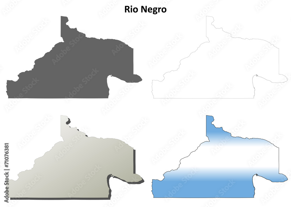 Rio Negro blank outline map set