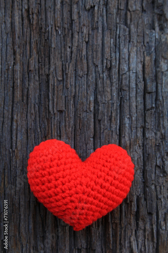 Love hearts on wooden background