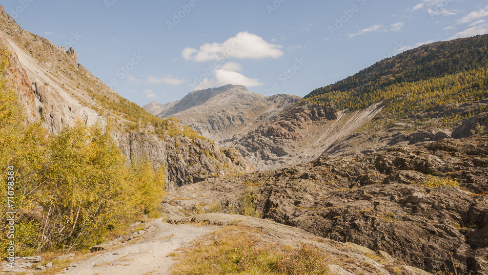 Belalp, Dorf, Gletscher, Alpen, Massaschlucht, Herbst, Schweiz