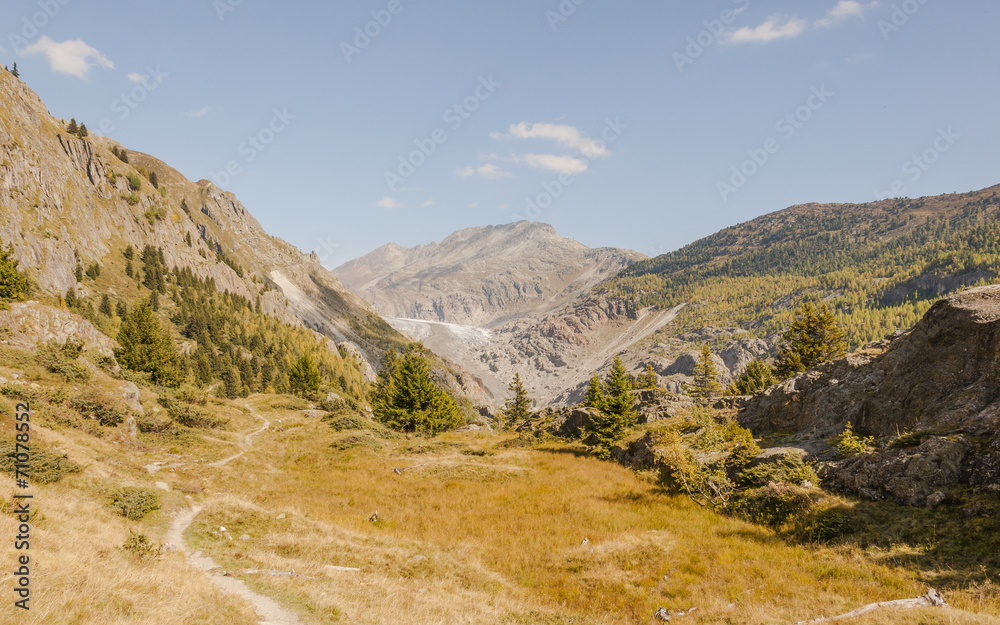 Belalp, Dorf, Panoramaweg, Aletschji, Gletscher, Alpen, Schweiz