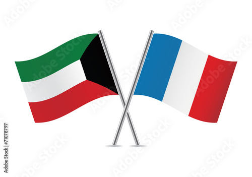 Free Download French and Kuwait flags. Vector illustration. - GFXLoad