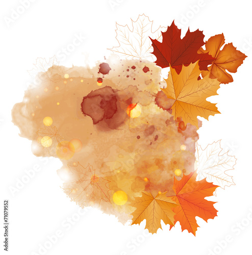 Autumnal watercolor design with space for text