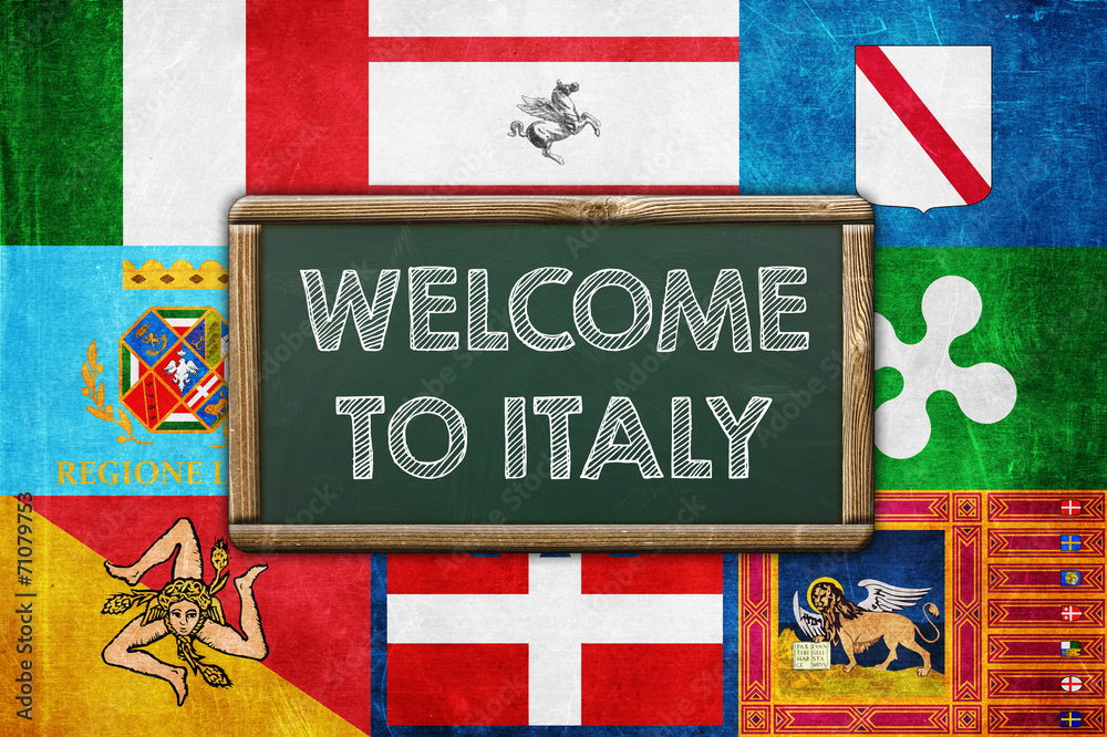 Obraz premium WELCOME TO ITLAY - vintage background concept