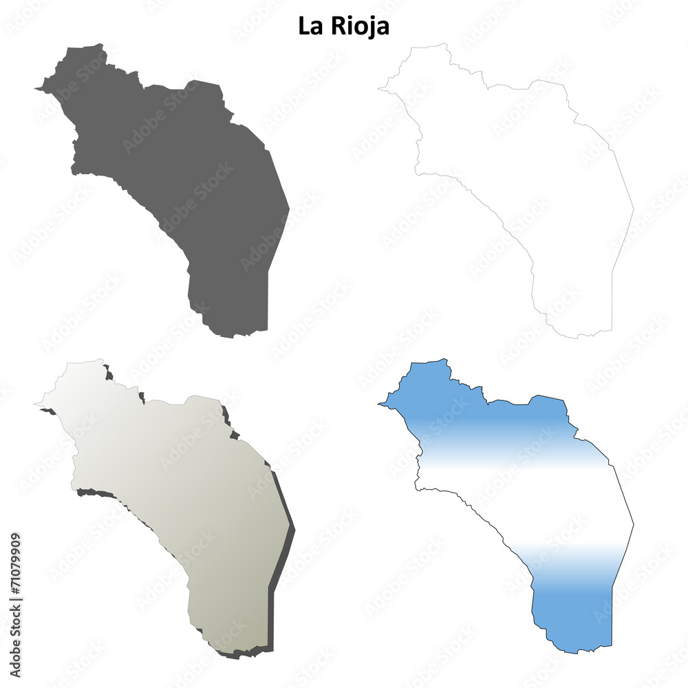 Fototapeta premium La Rioja blank outline map set