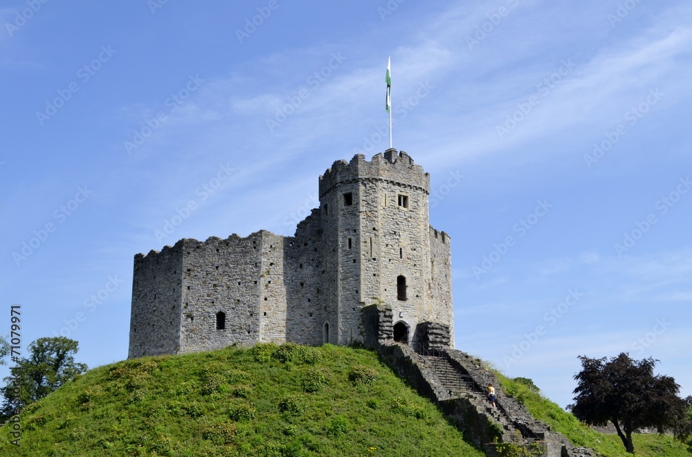 Cardiff castle and blue sky