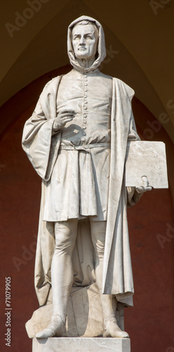 Padua - The statue of Giotto in the porch of the Lodge Amulea