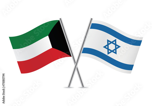 Israeli and Kuwait flags. Vector illustration.