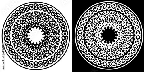 black and white circular ornament