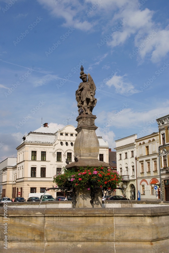 Cieszyn -Market Place with St.Florian's fountain