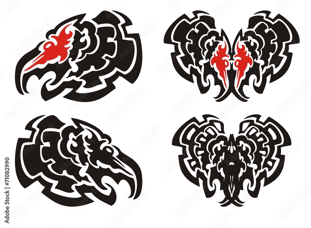Fototapeta premium Turkey cock head mascot in tribal style