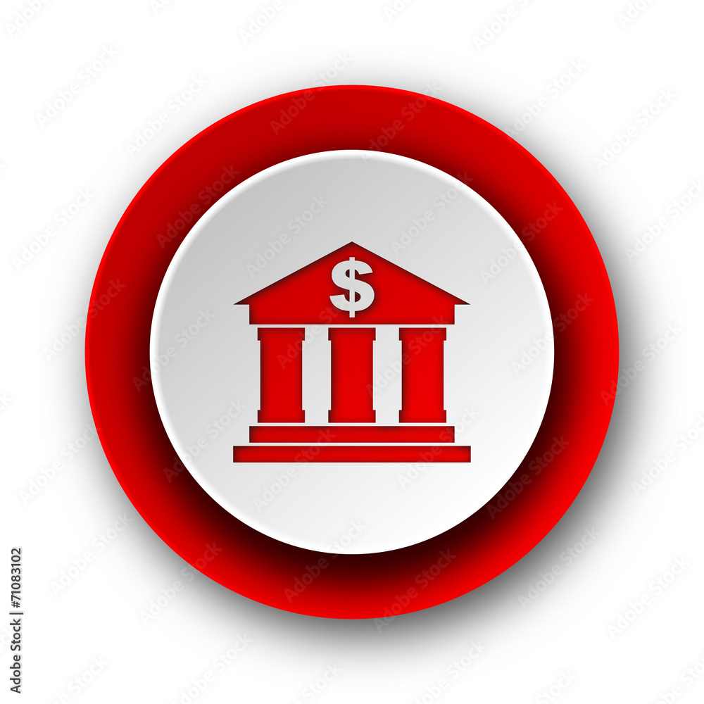 bank red modern web icon on white background bank red modern web icon on white background