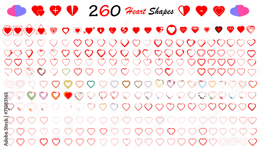Heart shapes set