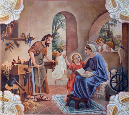 Valokuva The fresco of Holy Family from village church
