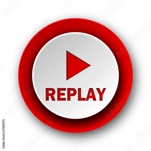 replay red modern web icon on white background