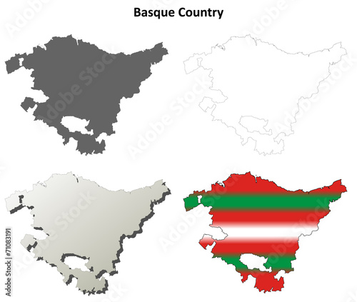 Basque Country blank detailed outline map set - Basque version