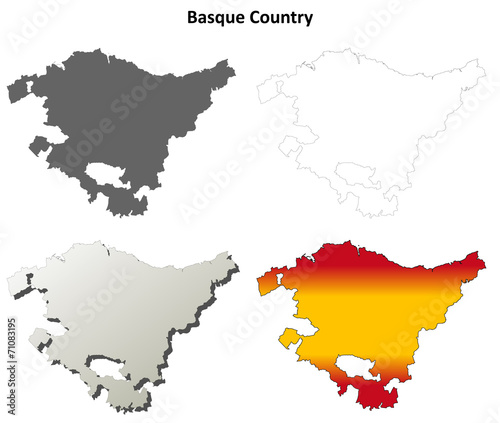 Basque Country blank detailed outline map set