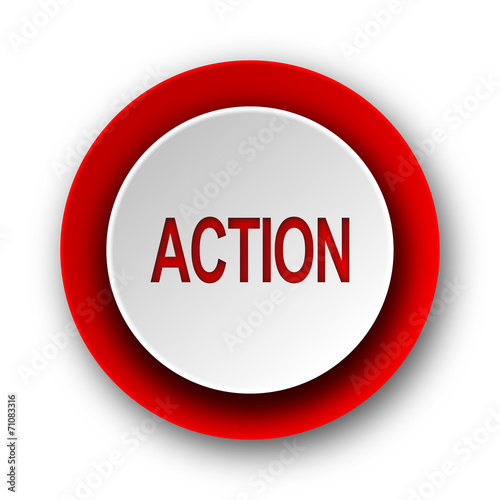 action red modern web icon on white background