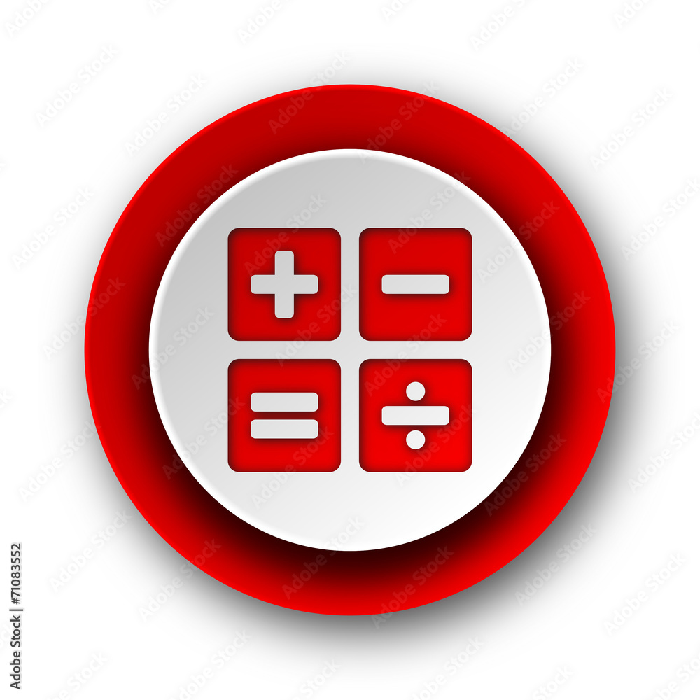 calculator red modern web icon on white background calculator red modern web icon on white background