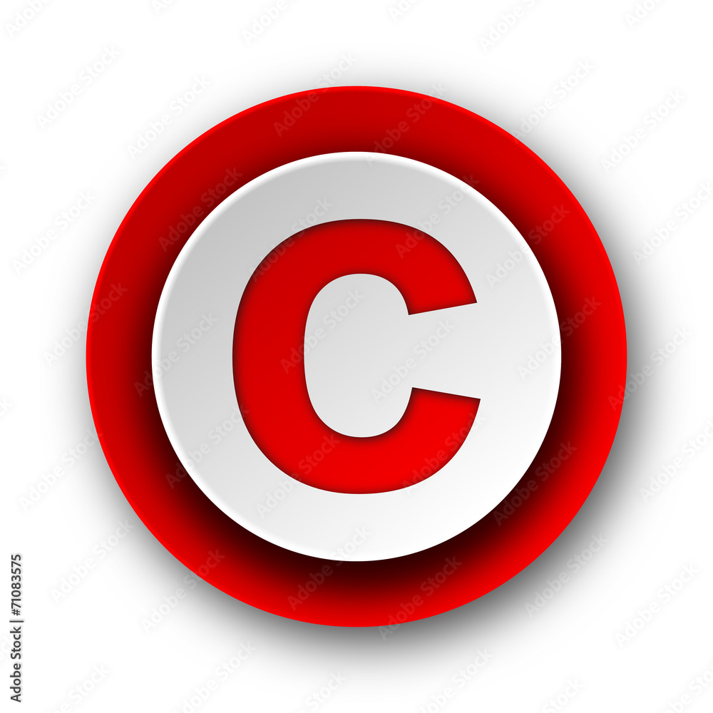 copyright red modern web icon on white background copyright red modern web icon on white background