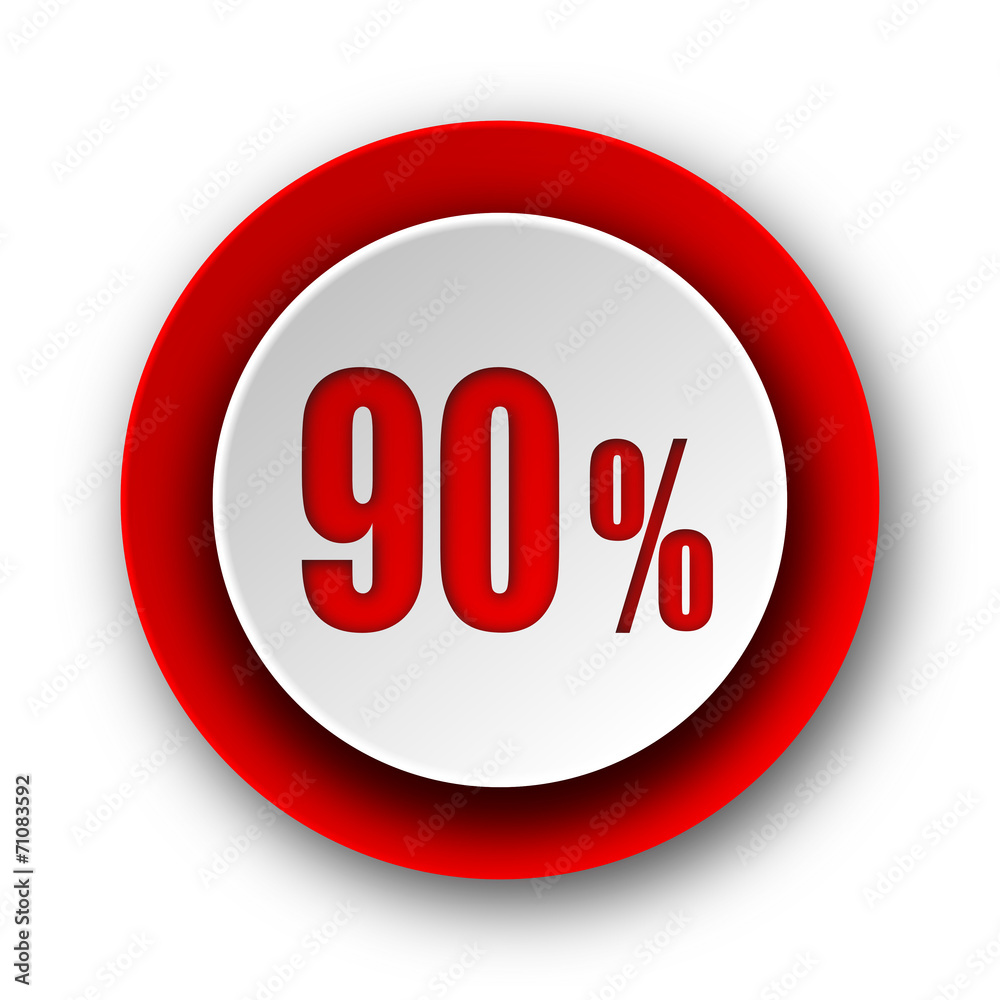 90 percent red modern web icon on white background 90 percent red modern web icon on white background
