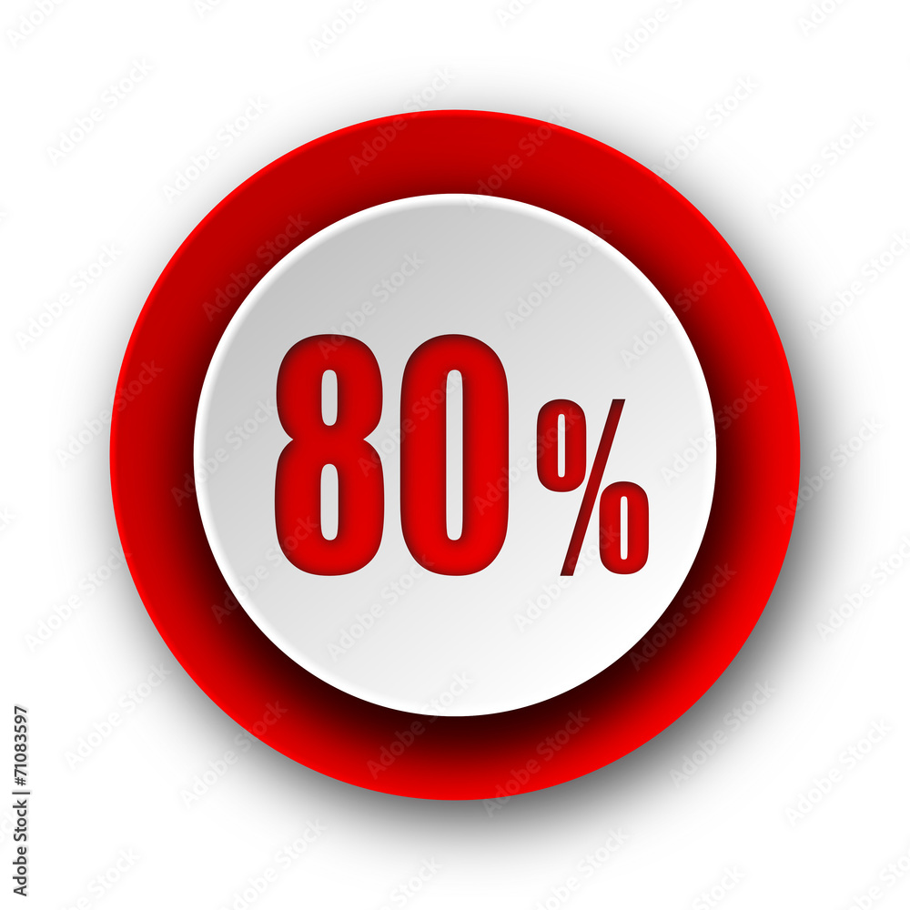 80 percent red modern web icon on white background 80 percent red modern web icon on white background