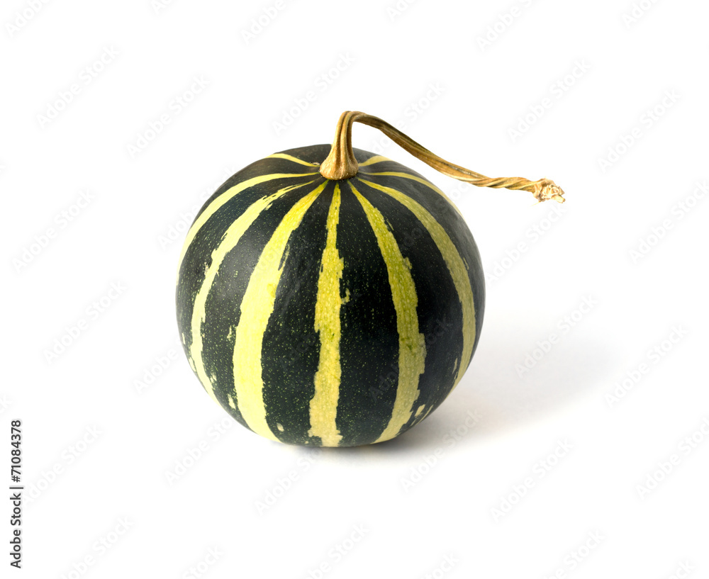 Green striped pumpkin isolated on white background Green striped pumpkin isolated on white background
