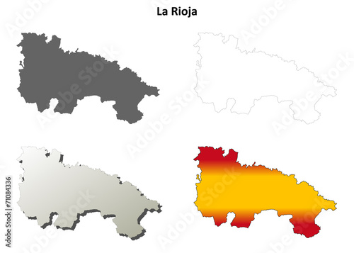 La Rioja blank detailed outline map set