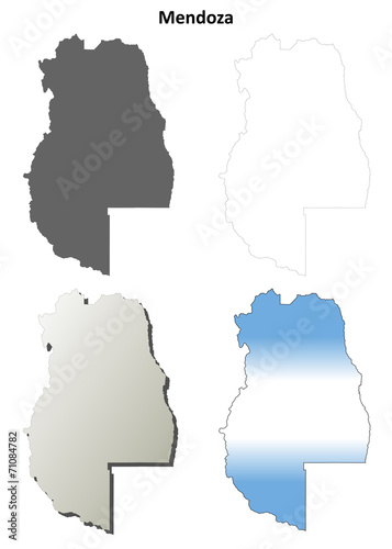 Mendoza blank outline map set