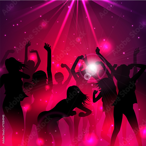 Magic Music Background with silhouettes of dancing girls