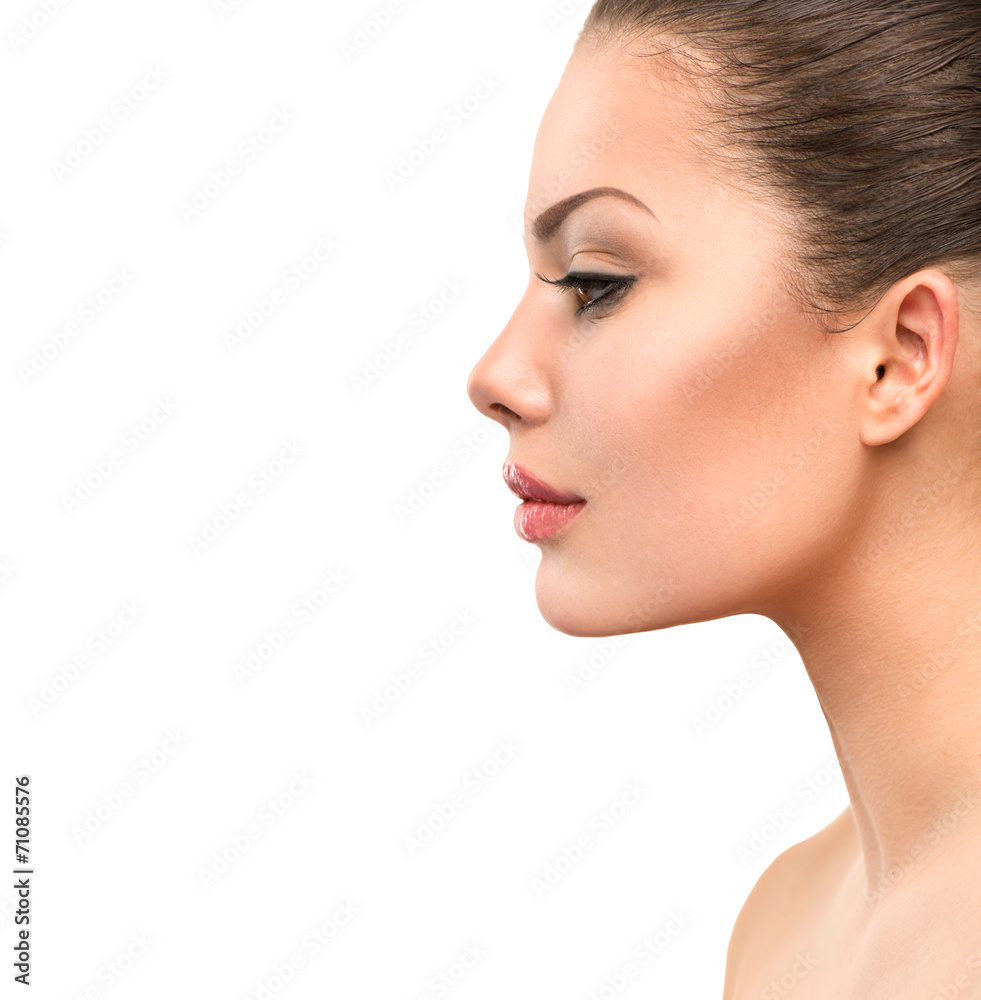 Beautiful Profile Face of Young Woman with Clean Fresh Skin Beautiful Profile Face of Young Woman with Clean Fresh Skin