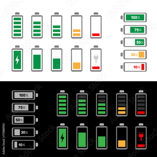 simple battery icon set