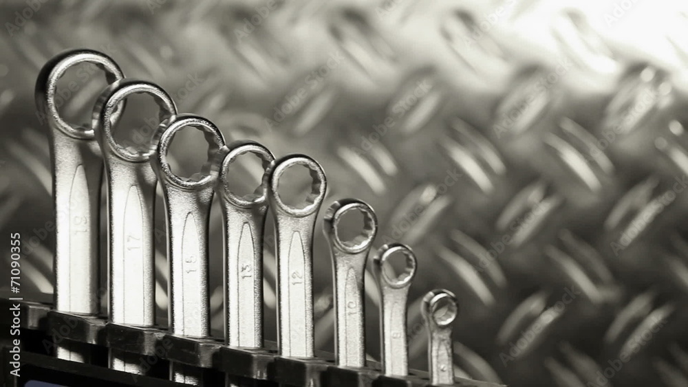 Set of brilliant nut keys of different sizes on support Set of brilliant nut keys of different sizes on support