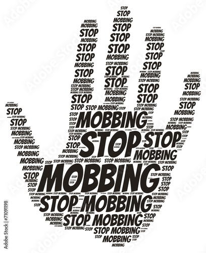 Stop mobbing word cloud in shape of open palm photo