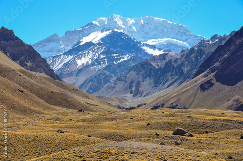 Aconcagua National Park's landscapes in between Chile and Argent