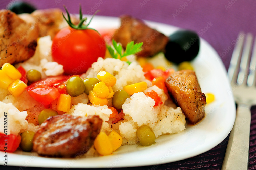 Risotto with meat