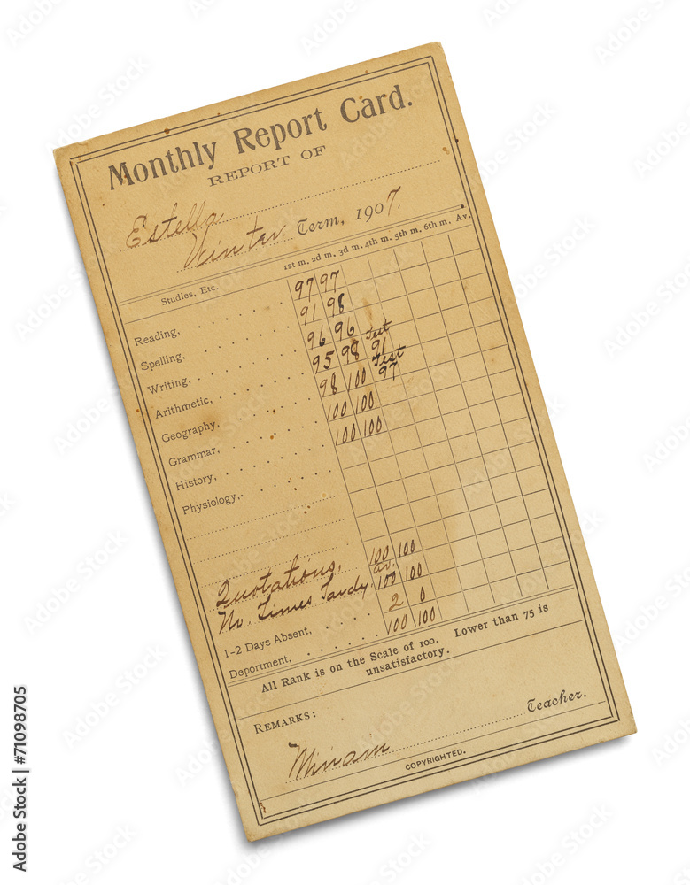 Naklejka premium Antique Report Card