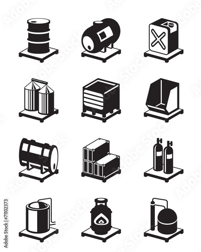Metal containers icon set - vector illustration