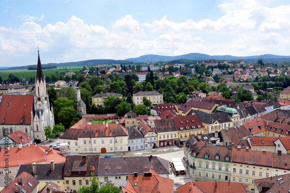 Melk city view from Melk Abbey, Austria