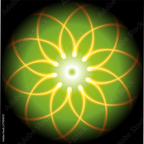 Circle flower on dark green background