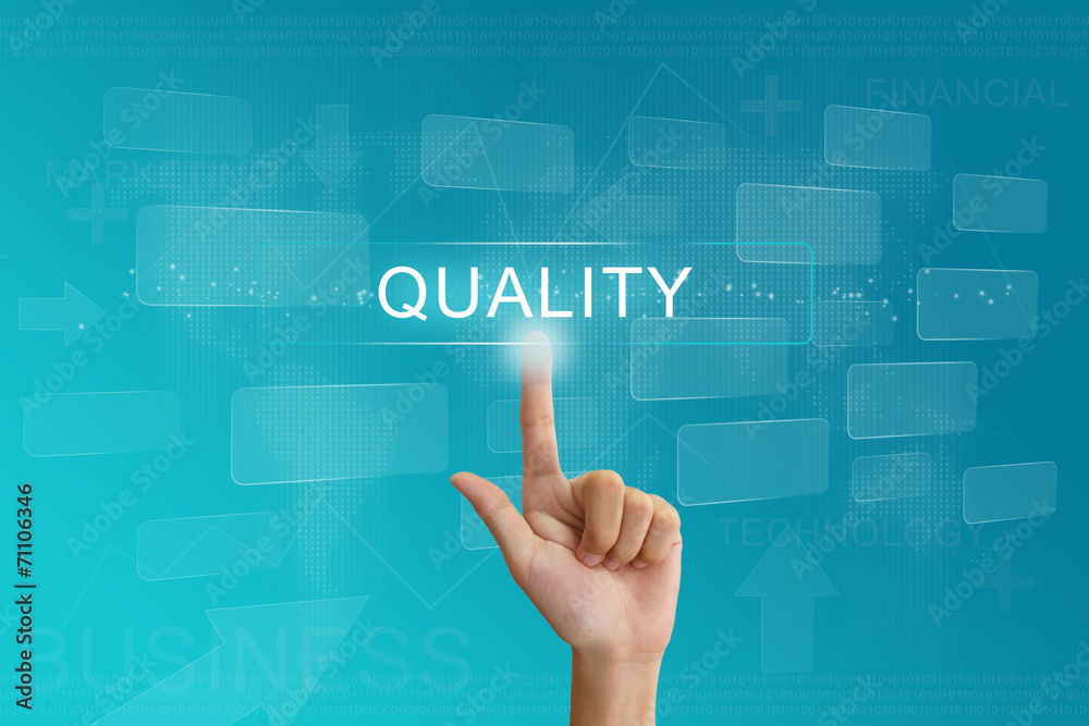 hand press on quality button on touch screen hand press on quality button on touch screen