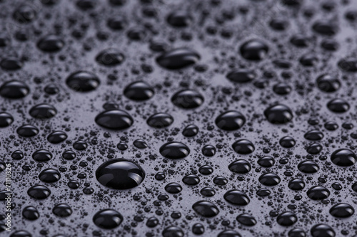 water drops on hydrophobic plastic surface