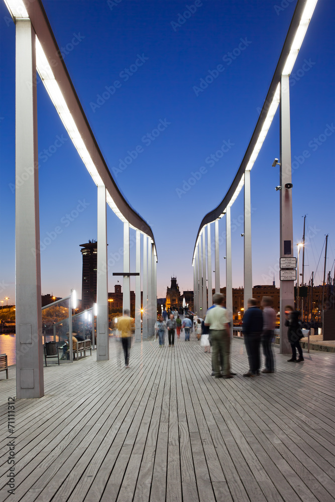 Naklejka premium Rambla de Mar at Night in Barcelona