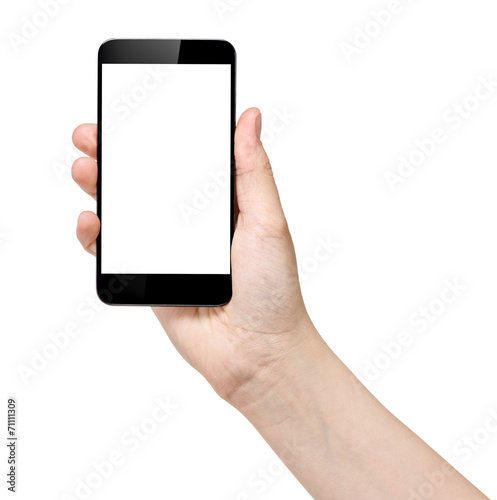 female teen hand holding generic smartphone