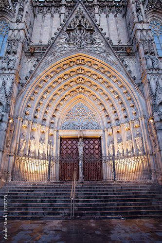 Gothic Portal to the Barcelona Cathedral #71111715