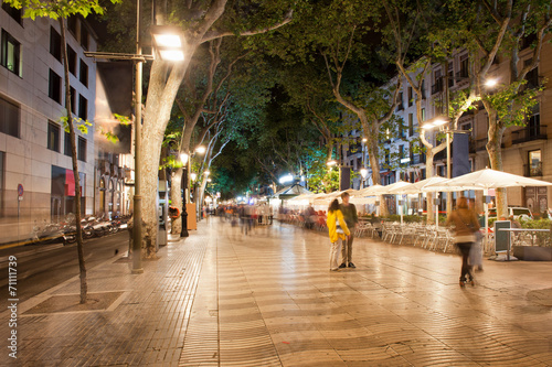 La Rambla at Night in Barcelona