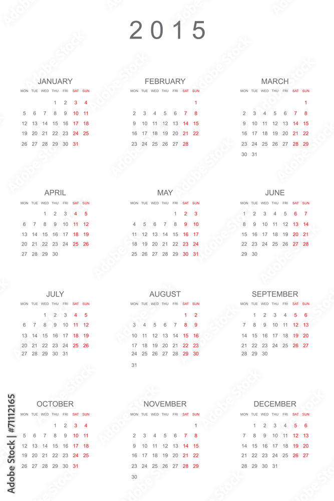2015 Calendar isolated on white background 2015 Calendar isolated on white background