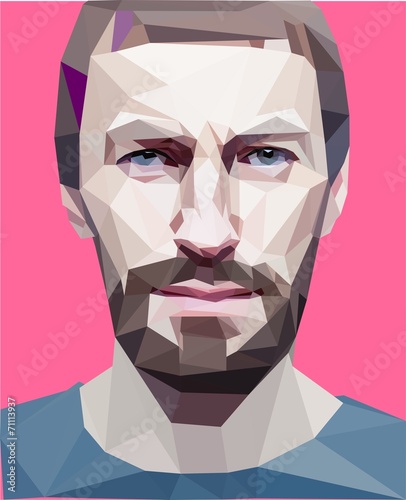 Trendy "low poly" style man head. vector concept